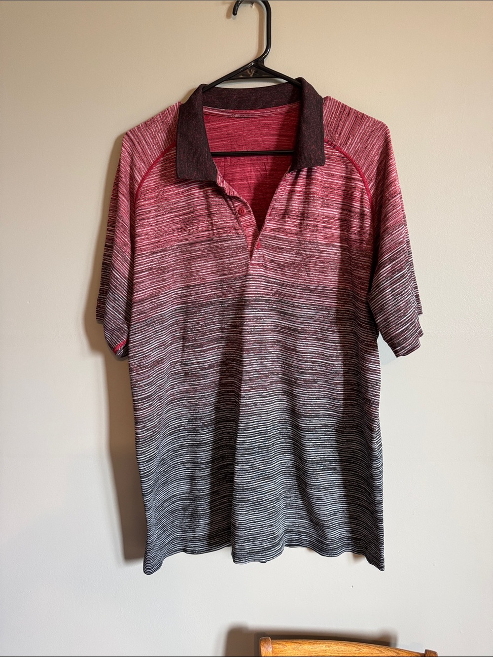 Men's Gradient Red to Black Short-Sleeve Polo Shirt